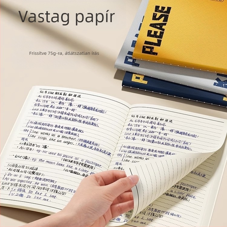 A5 jegyzetfüzet, vastagabb borítóval, vonalas napló diákoknak, nosztalgikus retro stílus