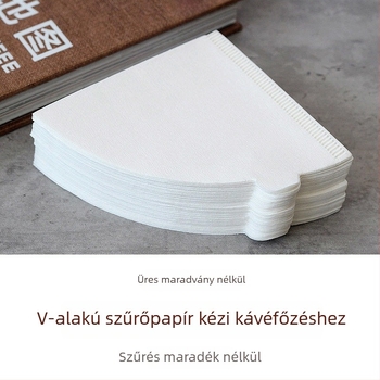 V60 konusos kávéfilter papír, csepegtető kávé szűrőpapír, 100 darab, fehér, illatmentes, típus 02