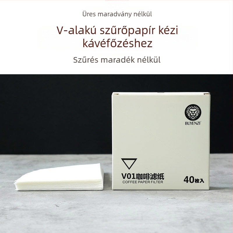 V60 konusos kávéfilter papír, csepegtető kávé szűrőpapír, 100 darab, fehér, illatmentes, típus 02