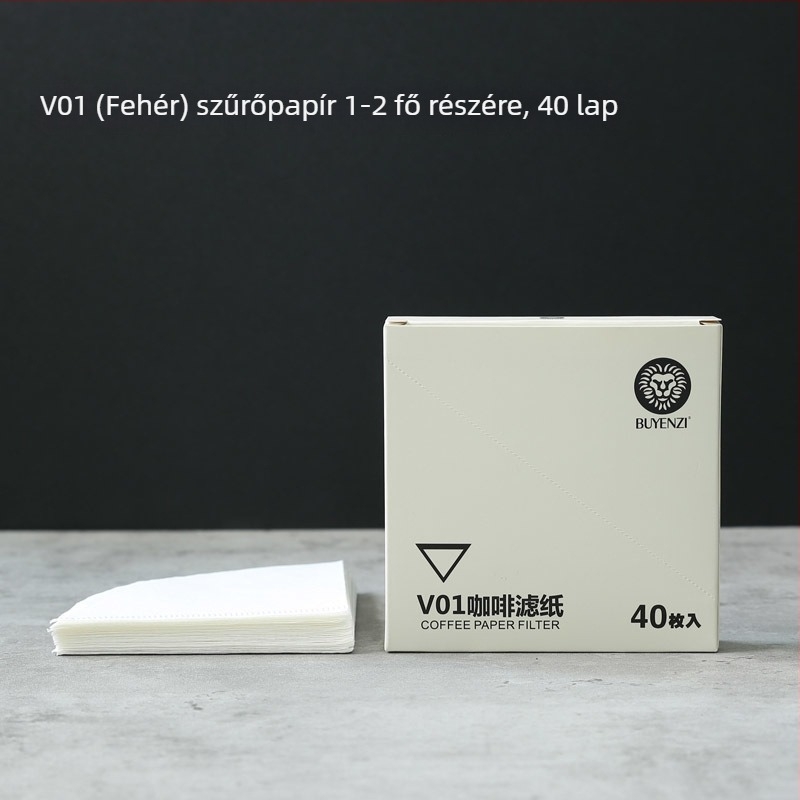 V60 konusos kávéfilter papír, csepegtető kávé szűrőpapír, 100 darab, fehér, illatmentes, típus 02