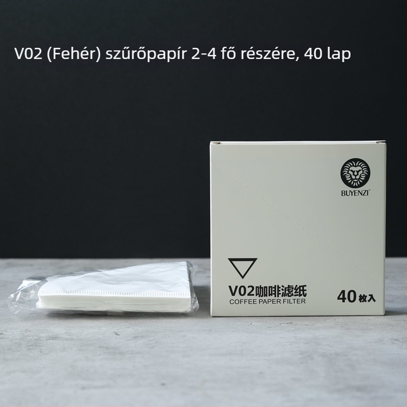 V60 konusos kávéfilter papír, csepegtető kávé szűrőpapír, 100 darab, fehér, illatmentes, típus 02