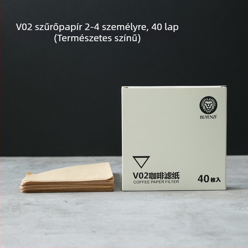 V60 konusos kávéfilter papír, csepegtető kávé szűrőpapír, 100 darab, fehér, illatmentes, típus 02