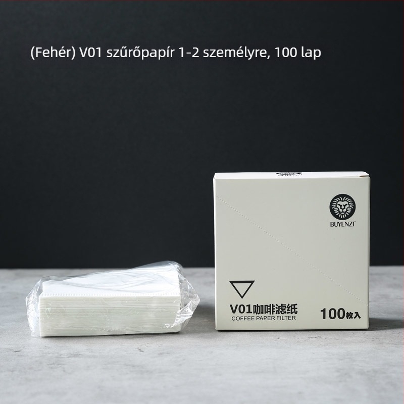 V60 konusos kávéfilter papír, csepegtető kávé szűrőpapír, 100 darab, fehér, illatmentes, típus 02