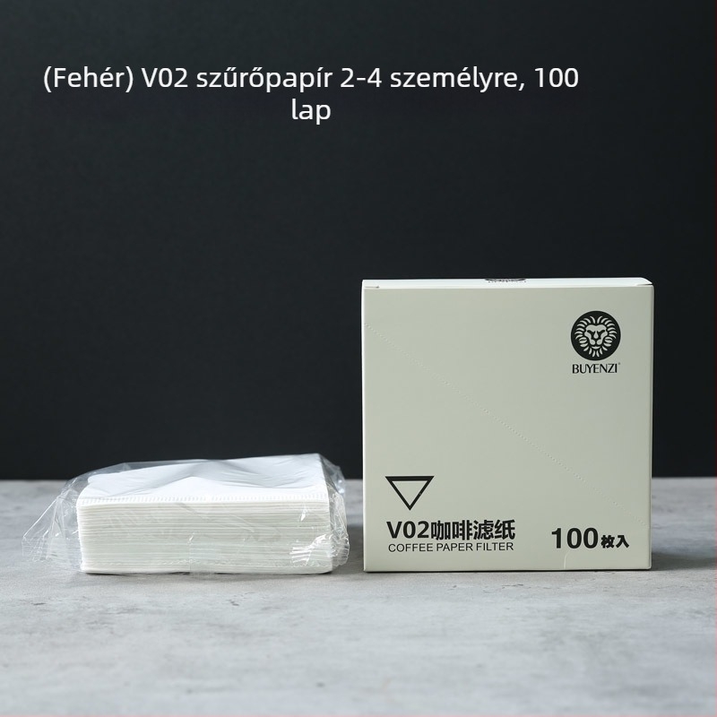 V60 konusos kávéfilter papír, csepegtető kávé szűrőpapír, 100 darab, fehér, illatmentes, típus 02