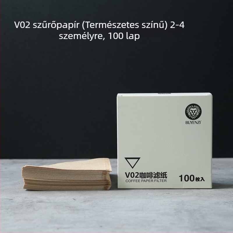 V60 konusos kávéfilter papír, csepegtető kávé szűrőpapír, 100 darab, fehér, illatmentes, típus 02