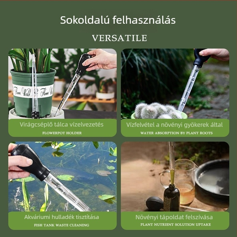 Hordozható vízszívó alap virágcserép tálcájához, nagy cseppentővel a víz kezeléséhez