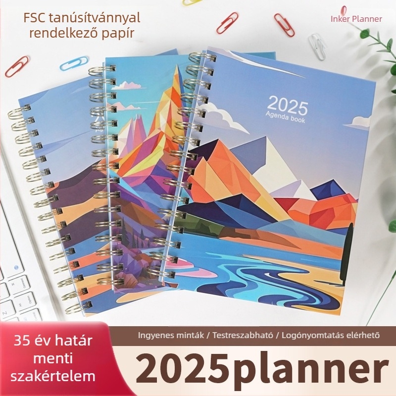 2025-ös havi tervező, A5 spirálfüzet, 168 oldal