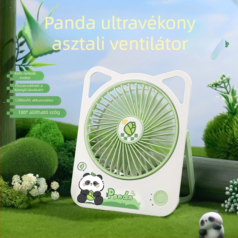Ultra vékony asztali ventilátor gravírozható logóval, hordozható USB ventilátor beépített akkumulátorral, rajzfilmszerű stílus