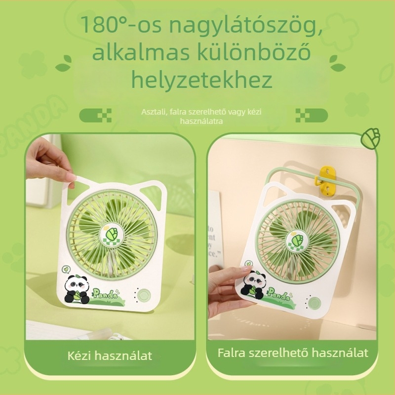 Ultra vékony asztali ventilátor gravírozható logóval, hordozható USB ventilátor beépített akkumulátorral, rajzfilmszerű stílus
