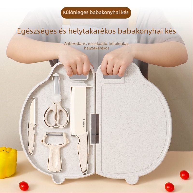 Baig baba etető készlet – 2 az 1-ben babakonyhai kés és vágódeszka, otthoni használatra