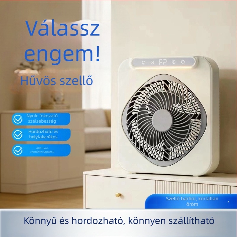 USB újratölthető asztali ventilátor, kompakt dizájn egyetemi kollégiumhoz és irodához, 3 lapát, BLDC motor, beépített akkumulátor, USB töltés, csendes működés