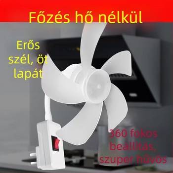 2025-ös új ötlapátos asztali ventilátor, energiatakarékos, csendes, 360°-ban állítható