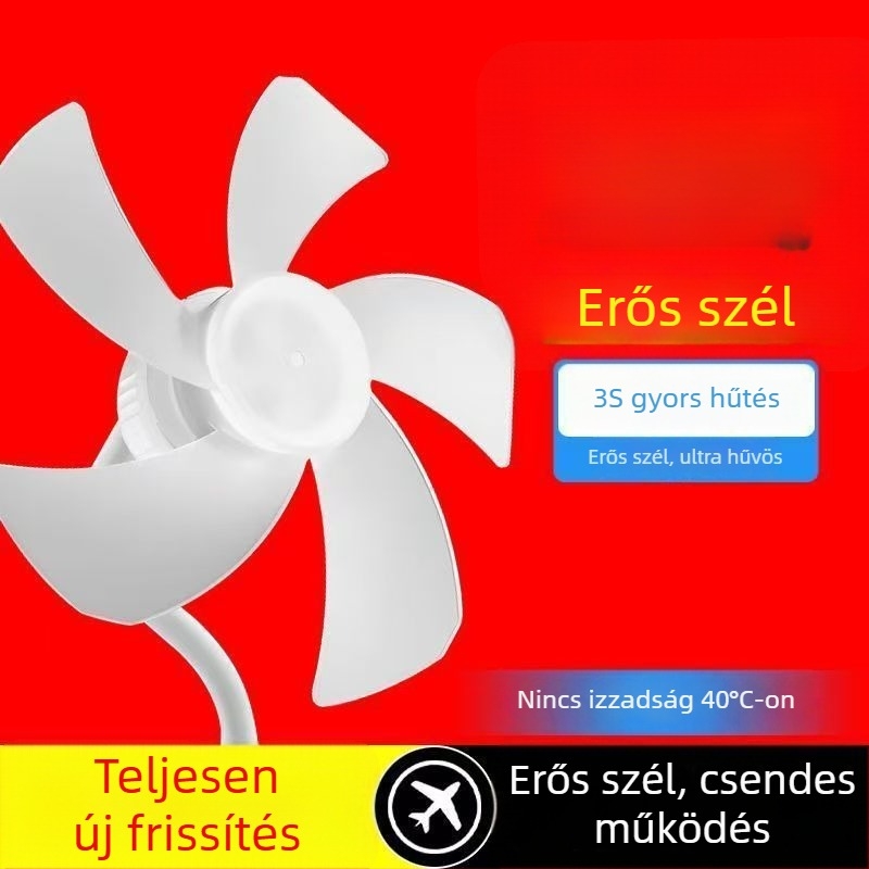 2025-ös új ötlapátos asztali ventilátor, energiatakarékos, csendes, 360°-ban állítható
