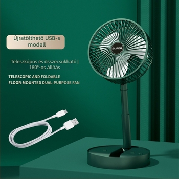 Asztali hajtogatható teleszkópos ventilátor USB töltéssel – otthonra, irodába és kültérre