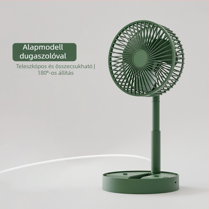 Asztali hajtogatható teleszkópos ventilátor USB töltéssel – otthonra, irodába és kültérre