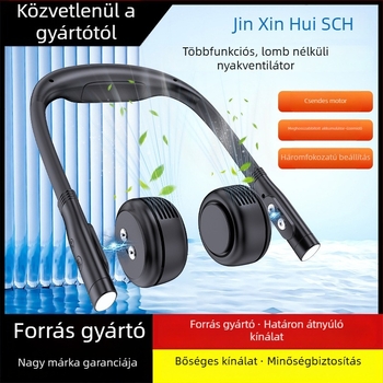 Nyakba akasztható, csendes mágneses ventilátor USB-töltéssel, összecsukható és hordozható szabadtéri sportokhoz