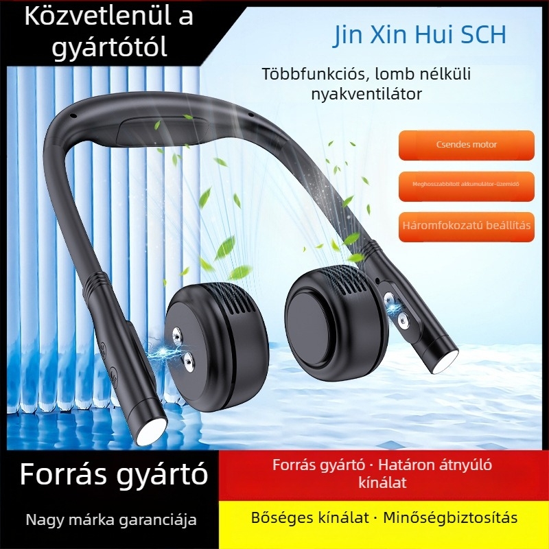 Nyakba akasztható, csendes mágneses ventilátor USB-töltéssel, összecsukható és hordozható szabadtéri sportokhoz