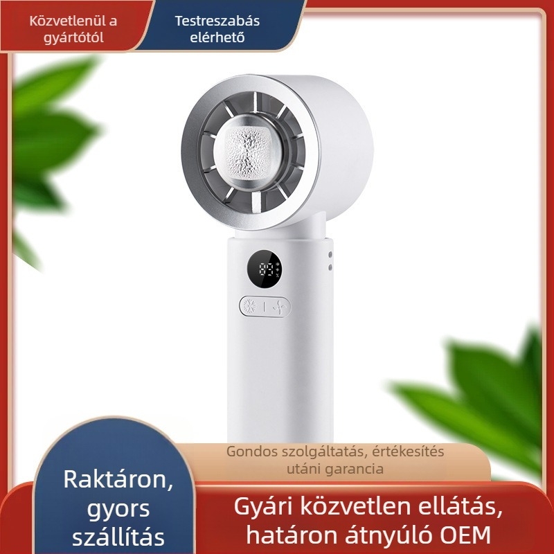 USB mini asztali ventilátor, hordozható kézi ventilátor, újratölthető, jéghűtés, 4 sebesség, csendes működés