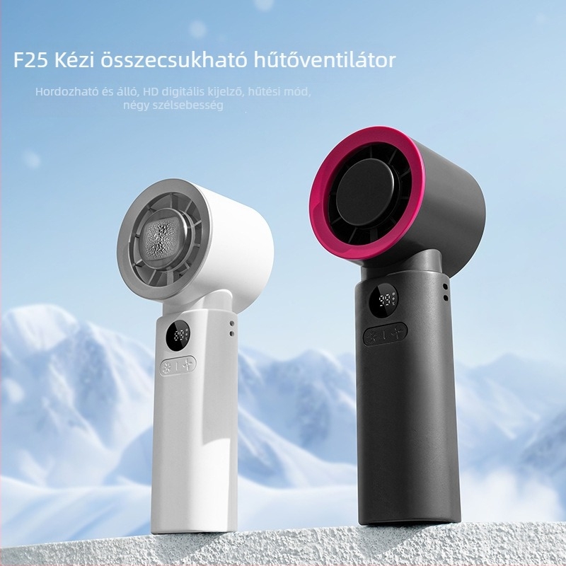 USB mini asztali ventilátor, hordozható kézi ventilátor, újratölthető, jéghűtés, 4 sebesség, csendes működés