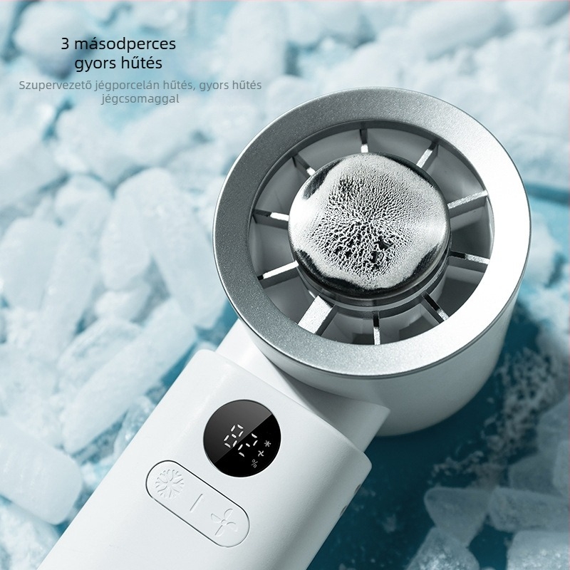 USB mini asztali ventilátor, hordozható kézi ventilátor, újratölthető, jéghűtés, 4 sebesség, csendes működés