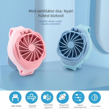 Új óraszíjas csuklóventilátor, USB töltés, kültéri használatra, gyerekjáték