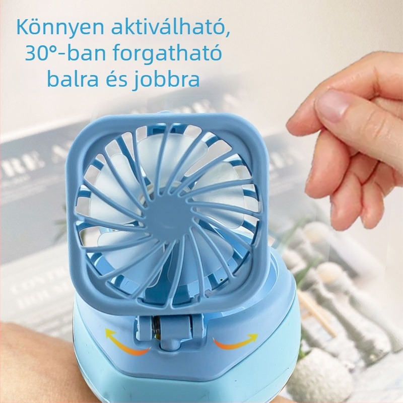 Új óraszíjas csuklóventilátor, USB töltés, kültéri használatra, gyerekjáték