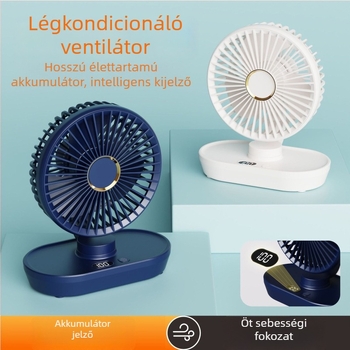 Mini USB-asztali ventilátor oszcilláló fejjel, hordozható diák szobába, 3 lapát, beépített akkumulátor 2000–4000mAh, USB töltés, 5 sebesség, brushless motor
