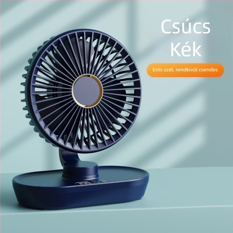 Mini USB-asztali ventilátor oszcilláló fejjel, hordozható diák szobába, 3 lapát, beépített akkumulátor 2000–4000mAh, USB töltés, 5 sebesség, brushless motor