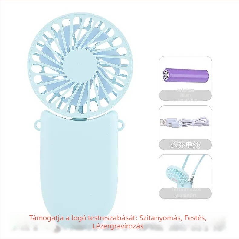 F3 Mini hordozható nyakba akasztható ventilátor, összecsukható, USB-újratölthető, diákoknak