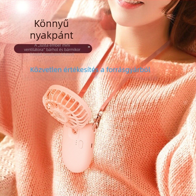 F3 Mini hordozható nyakba akasztható ventilátor, összecsukható, USB-újratölthető, diákoknak