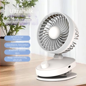 Kis hordozható asztali ventilátor oszcilláló fejjel, aromadifúzorral, USB tápegységgel, falra szerelhető