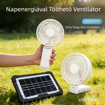 6 hüvelykes napelemes, hordozható USB-töltésű kültéri összecsukható kézi ventilátor