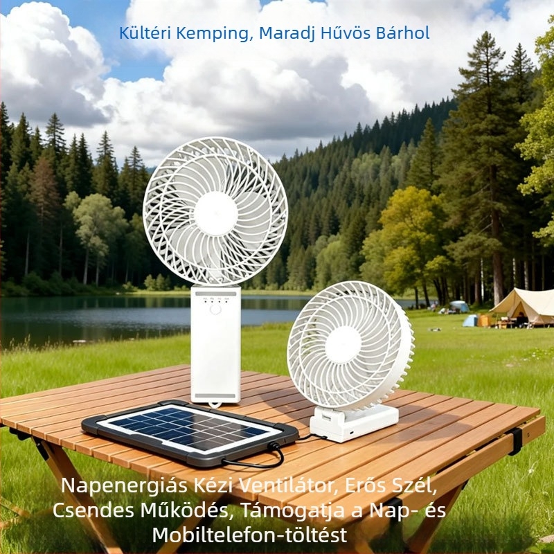 6 hüvelykes napelemes, hordozható USB-töltésű kültéri összecsukható kézi ventilátor