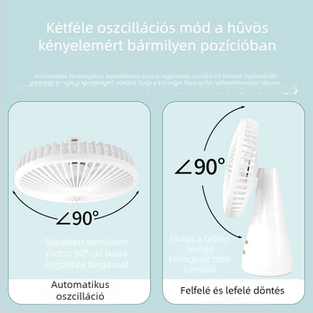 Asztali USB-s töltésű, csendes ventilátor fejmozgással, irodai és otthoni használatra, erőteljes légáram