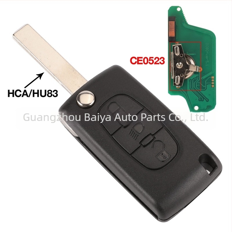 ID46 chip Peugeot Citroën kulcs 3 gombos, 433 MHz