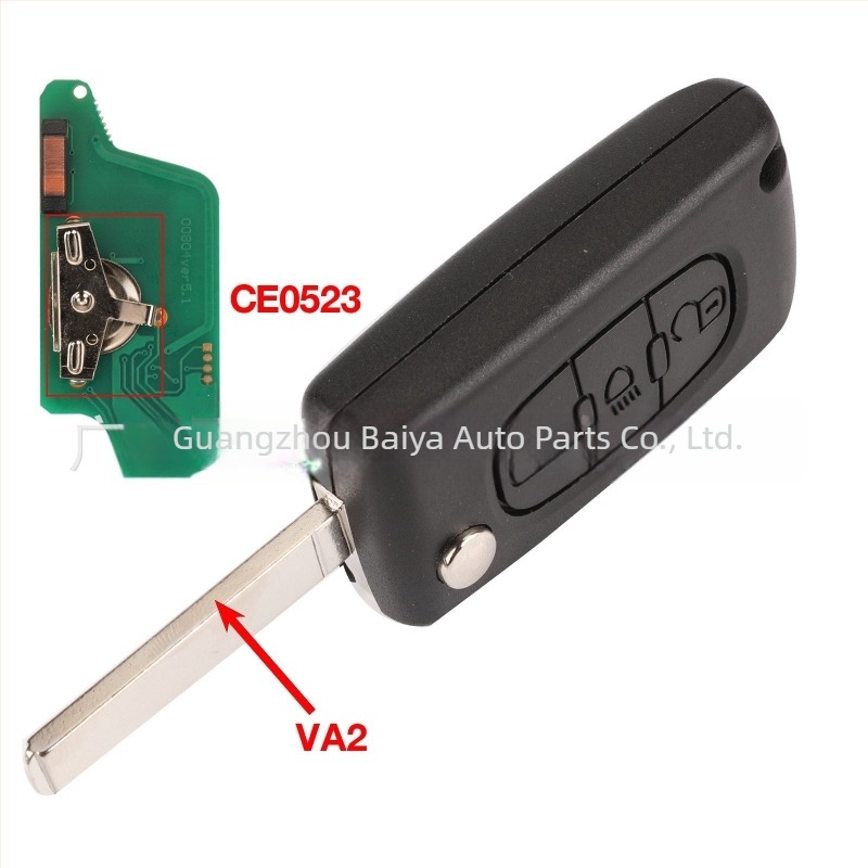 ID46 chip Peugeot Citroën kulcs 3 gombos, 433 MHz