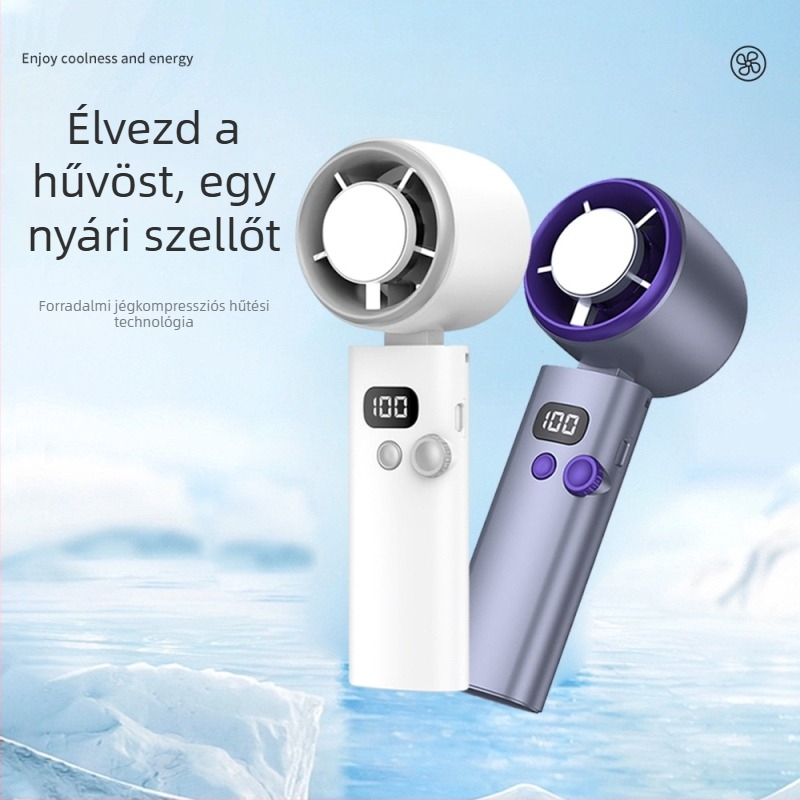 Kézi USB-s újratölthető ventilátor, nagy sebességű turbina, 100 fokozat, hűtő légáram