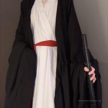 Női Hanfu hosszú ujjú szett kereszt-nyakkal, egyenes szegéllyel, Wei Jin dinasztia stílusú ősi kostüm