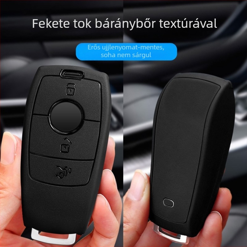 TPU Mercedes‑Benz kulcs tok, bőr textúrájú felülettel, kompatibilis az E-osztály E200, E300L és GLC260L modellekkel