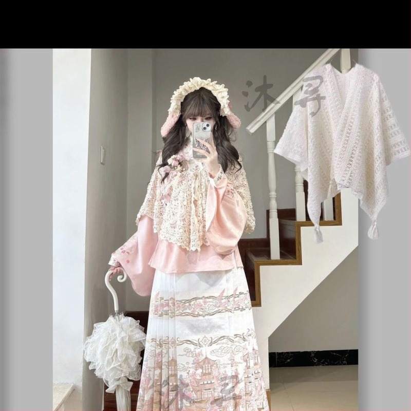 Huaxianji Yanyunting Hanfu: Ming-stílusú Hanfu Pipa ujjas, brokát Maqian szoknya és Han-Yang eklektikus készlet, modell 2025