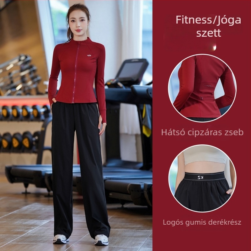 2025-ös őszi női gyorsan száradó futó-fitnesz készlet – reggeli futáshoz, kosárlabda-edzéshez és jóga dzsekivel