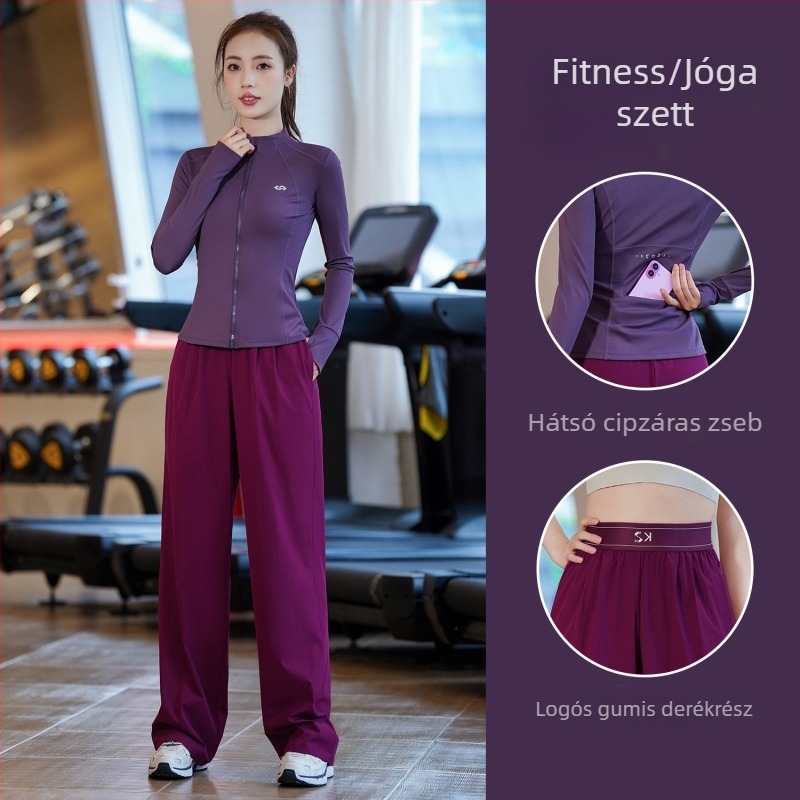 2025-ös őszi női gyorsan száradó futó-fitnesz készlet – reggeli futáshoz, kosárlabda-edzéshez és jóga dzsekivel
