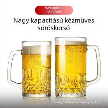 Nagyméretű csapolt söröskorsó logóval, 1000 ml űrtartalommal