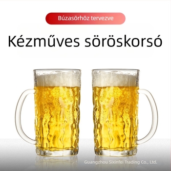 Nagyméretű csapolt söröskorsó logóval, 1000 ml űrtartalommal