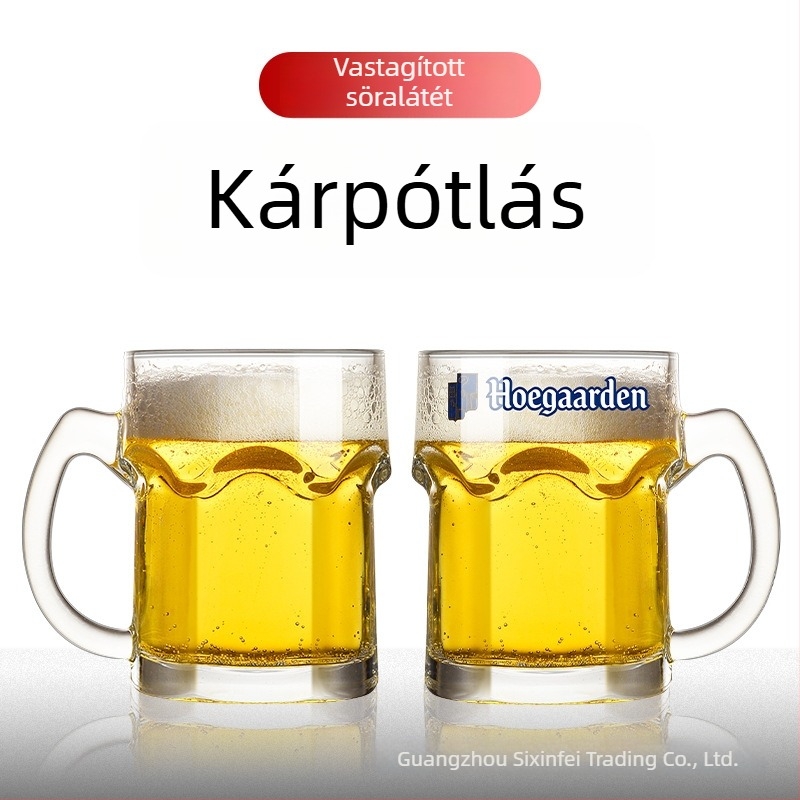 Nagyméretű csapolt söröskorsó logóval, 1000 ml űrtartalommal