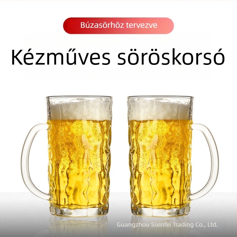 Nagyméretű csapolt söröskorsó logóval, 1000 ml űrtartalommal