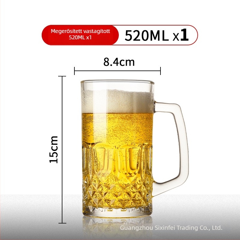 Nagyméretű csapolt söröskorsó logóval, 1000 ml űrtartalommal