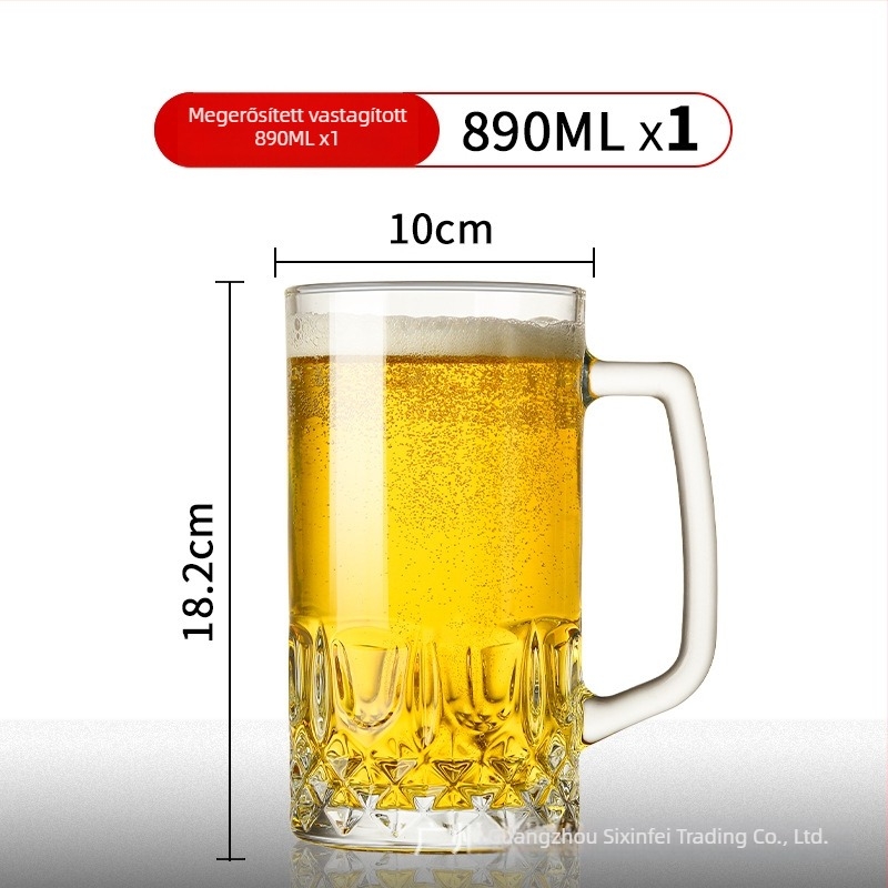 Nagyméretű csapolt söröskorsó logóval, 1000 ml űrtartalommal