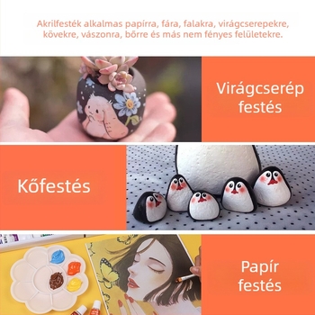 12 színű akrilfesték készlet, 12 ml-es tubusok, akciós