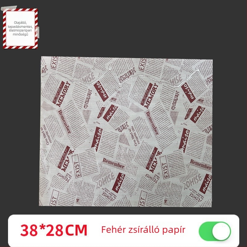 Élelmiszer-minőségű zsírtaszító sütő- és csomagolópapír szendvicsekhez és burgerekhez